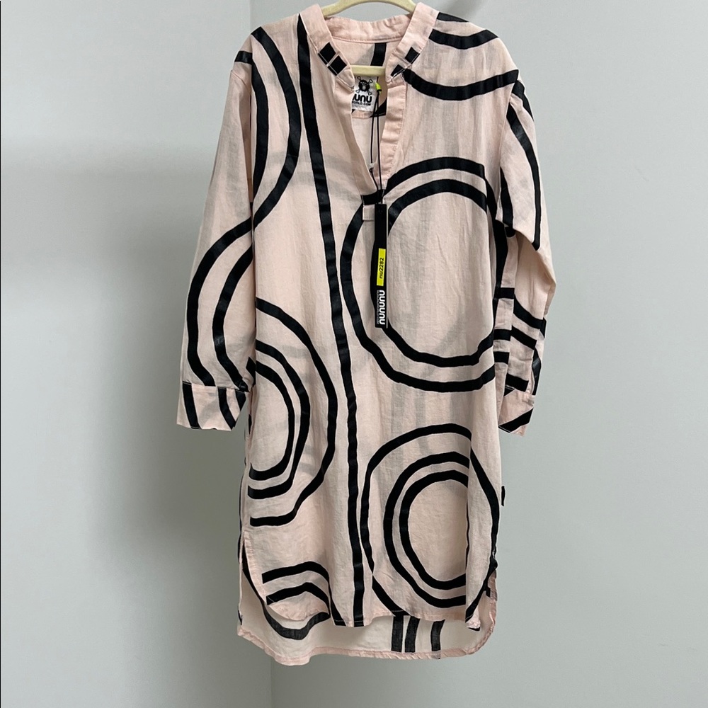 NWT Nununu Blush and Black Circle Print Dress